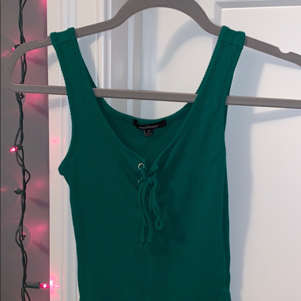 Forever 21 Green Tie up Bodysuit